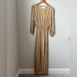 Revolve SUNDRESS Tan Crochet Knitted Maxi Dress Size XS or S